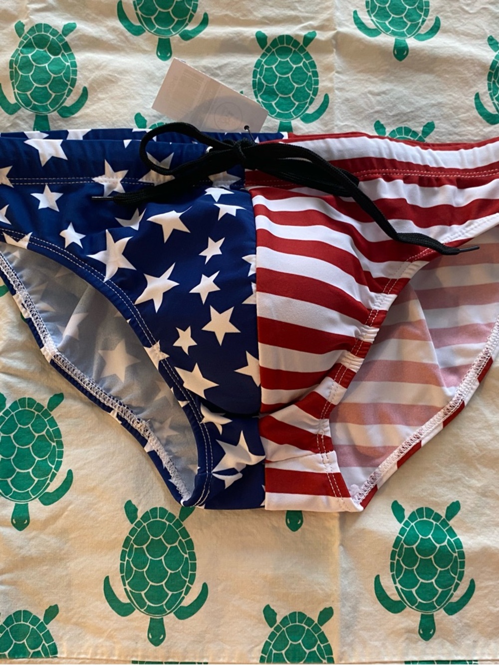 Patriotic Men's Swim Trunks - Red, White & Blue Stars & Stripes